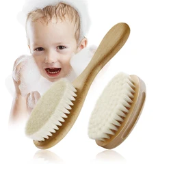 Baby Care Soft Wool Hair Brush for Newborn Wooden Infant Head Massager Portable Little Child Accessories Baby Shower Soft Mini