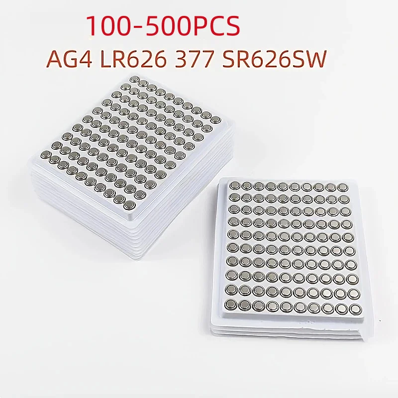 New 100-500pcs AG4 LR626 Button Battery 1.55V 377 SR626SW Batteries for Watch Remote Control Toy Medical Instruments Alarm