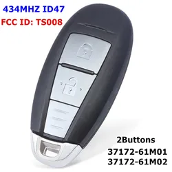 KEYECU sostituzione Smart Key FOB 2 pulsanti 433MHz HITAG3 ID47 Chip per Suzuki Swift 2013-2018 SR4 2014-2018 ID FCC: TS008