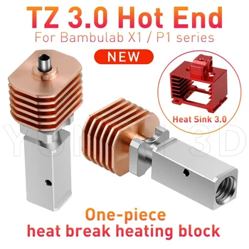 For BambuLab P1S P1P X1 X1C Upgrade Hotend Kit Heat Sinks Throat TZ V3.0 Nozzle Print Head Thermistor 3D Printer Accessories