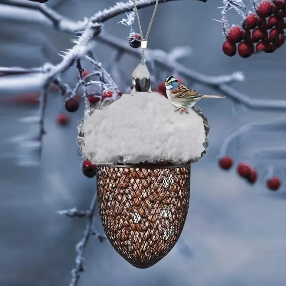 

Portable Acorn-shaped Bird Feeder Rust-Proof Hanging Food Dispenser Top Locking Mechanism Feeding Tool for Garden Yard