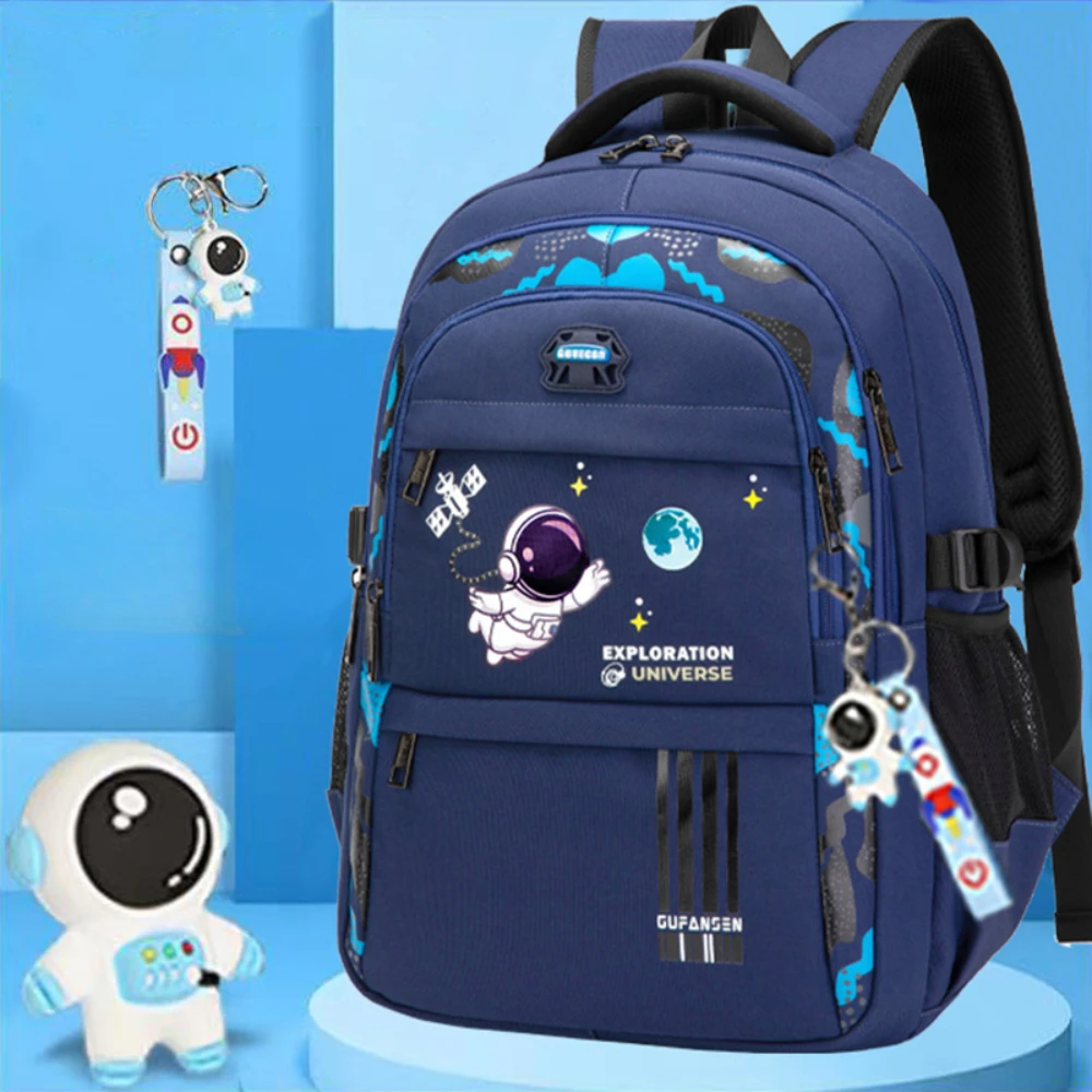 Children 4-7 Years Old Backpack Boys Shoulder-Large Capacity Bag Astronaut Anime Print Waterproof Elementary School Boy Backpack