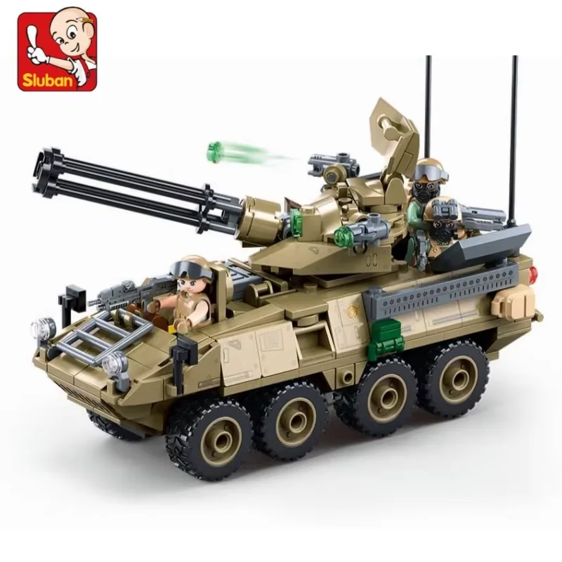 Sluban 310PCS OEF Stryker-ADS Building Blocks Kit Military Air Defense System Model Bricks Educational Toys for Children