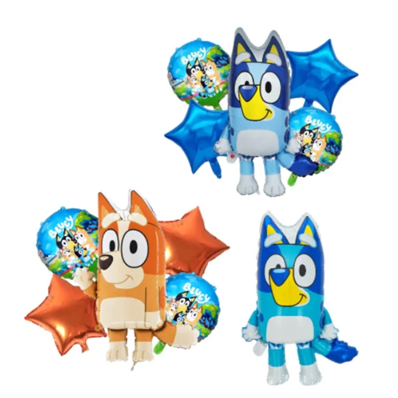 Bluey Family New Cartoon Aluminum Balloon Blue Orange Bluey Balloon Decoration Set Birthday Gifts Party Supplies Toy Accessories