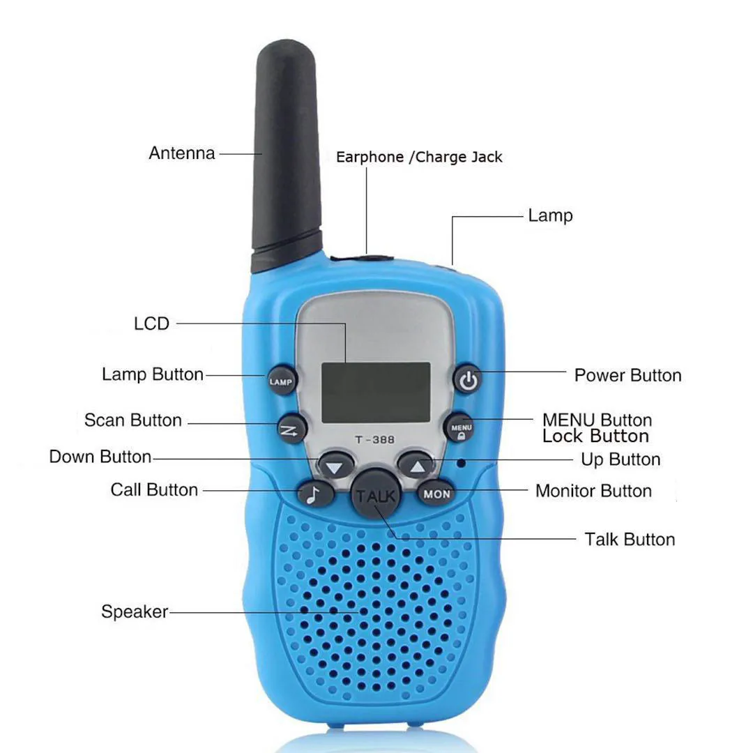 Europa e os estados unidos freqüência crianças brinquedo walkie talkie T-388 chamada remota sem fio 3 quilômetros brinquedo crianças walkie talkie