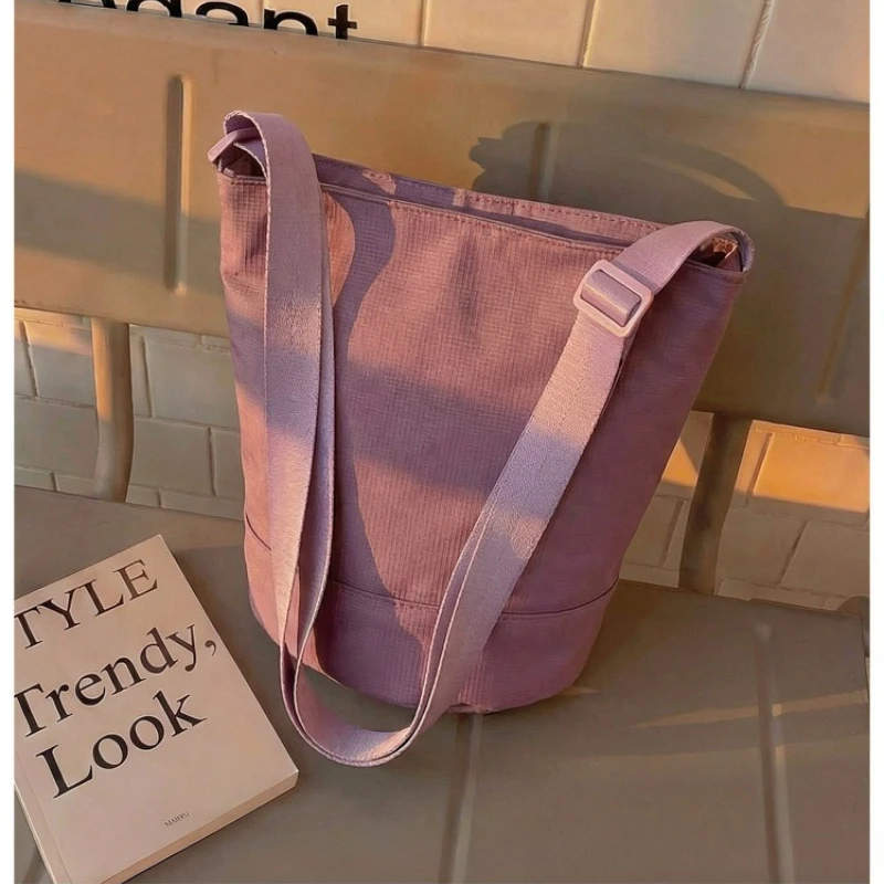 Custom Logo/Design Bucket Tote Bag Adjustable Shoulder Strap Nylon Crossbody Bag Mini Casual Daily Work Shopping Bag for Women view 5