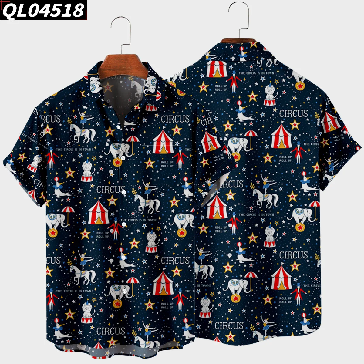 New Hawaii Men's Shirt Circus Creative Beach Tops Clown Vintage Tops y2k Summer Casual for Men And Women