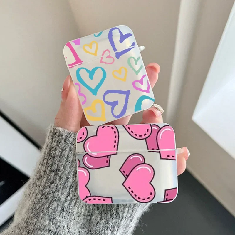 Apple Airpods Pro用のカラフルなハート型保護ケース,Airpod 4,Airpod 1,2,3,4用のシリコン保護ケース