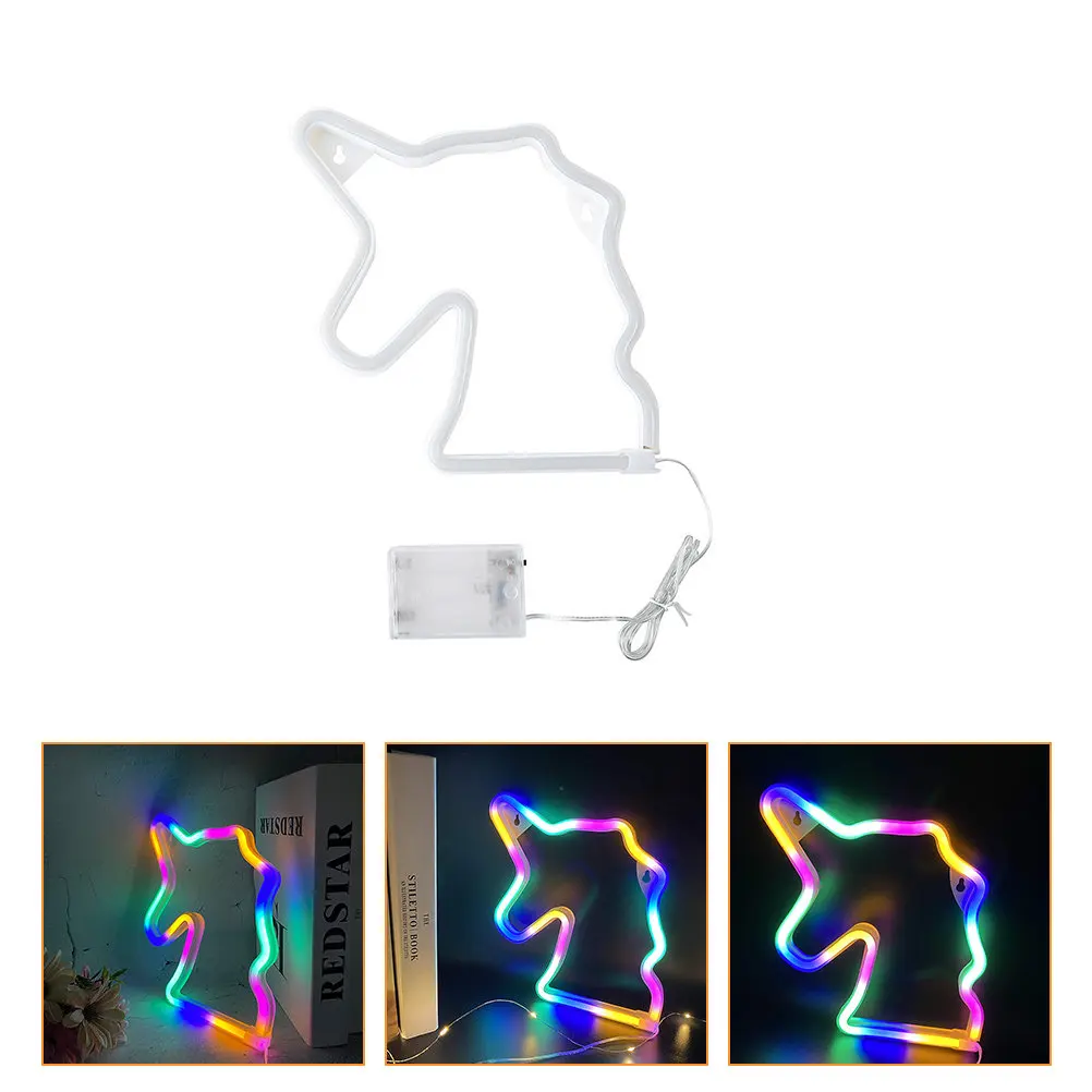 ユニコーン型レインボーネオンライト-led-サインランプ装飾雰囲気ナイトライト寝室リビングルーム書斎オフィスネオン用