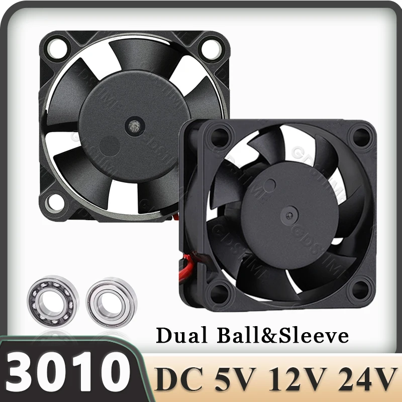 Gdstime 3010 Вентилятор 24 В Двойной шариковый охлаждающий вентилятор 3 см DC 12 В 5 В Радиальный вентилятор 30x10 мм Бесщеточный осевой вентилятор для 3D-принтера Вентилятор Мини-кулер