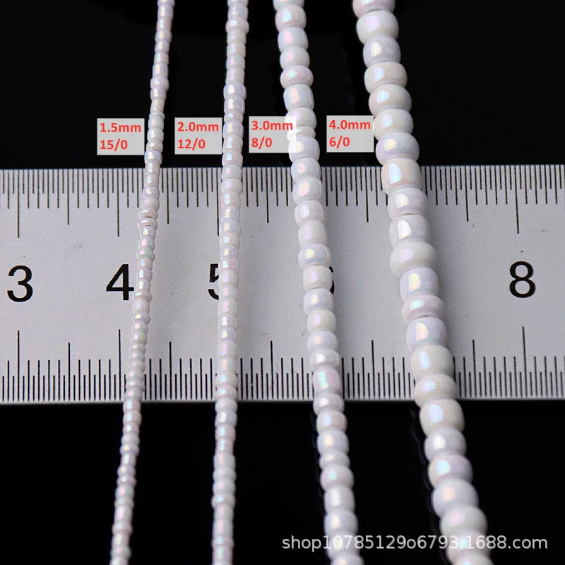 1.5 / 2/3 /4 mm white series glass rice beads multi-size round spacer beads, used for DIY jewelry making clothing accessories