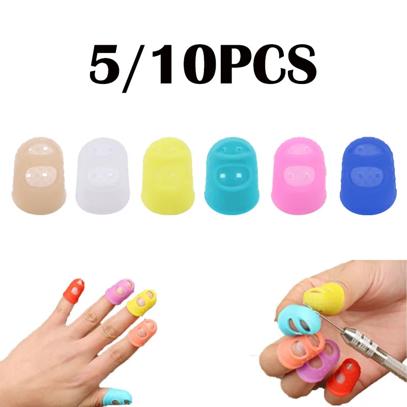 5/10pcs Sewing Thimble Breathable Protective Silicone Finger Thimble Finger Cover Caps Quilting Sewing Needlework Craft NEW