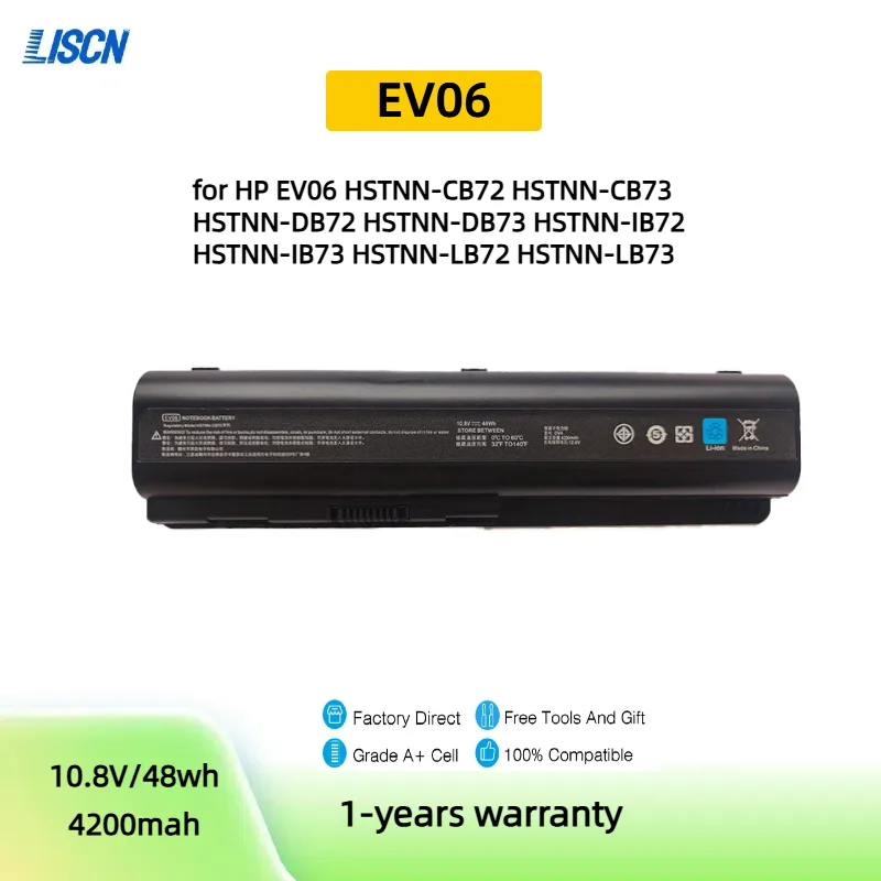 EV06 Laptop Battery For HP Pavilion DV6 DV4 DV5 G60 CQ40 CQ60 484170-001 484170-002 HSTNN-CB72 HSTNN-DB72 HSTNN-LB72 HDX16t UB72