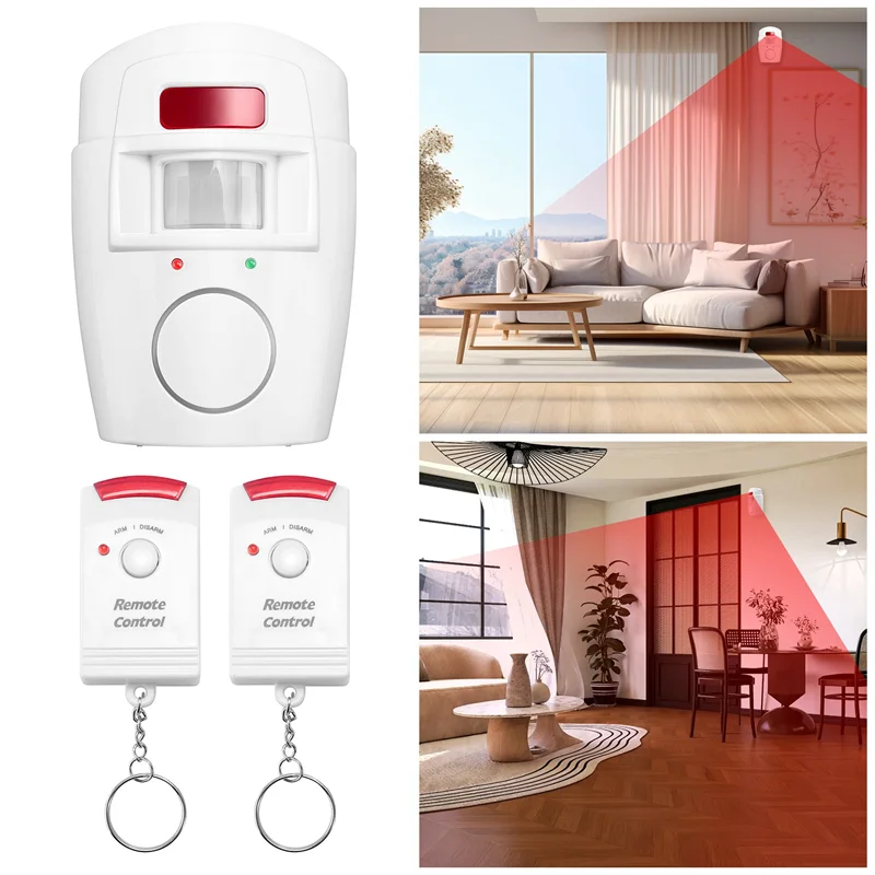 [NEW A09R!】 Infrared Motion Sensor Alarm - Burglar Alarm With 2 Remote Controls, Suitable For Home/Garages/Shops
