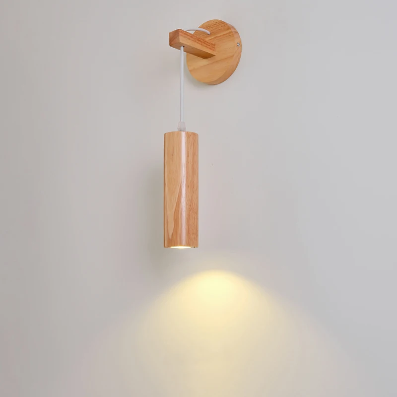 Nordic Modern Wall Lights Simples Corridor Balcony Green Plant Wall Lamp Bedroom Bedside Solid Wood Decorative Light Fixtures