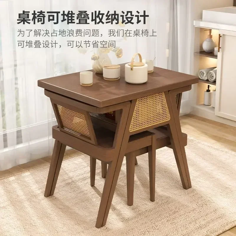 Balcony tea table and chair combination small rattan woven small table and chair leisure three-piece set small apartment