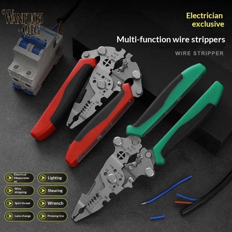 Hot 1Pcs Multifunctional Electrician Pliers Foldable Wire Stripping Pliers Crimping Tool Professional-Grade Electrician Tool
