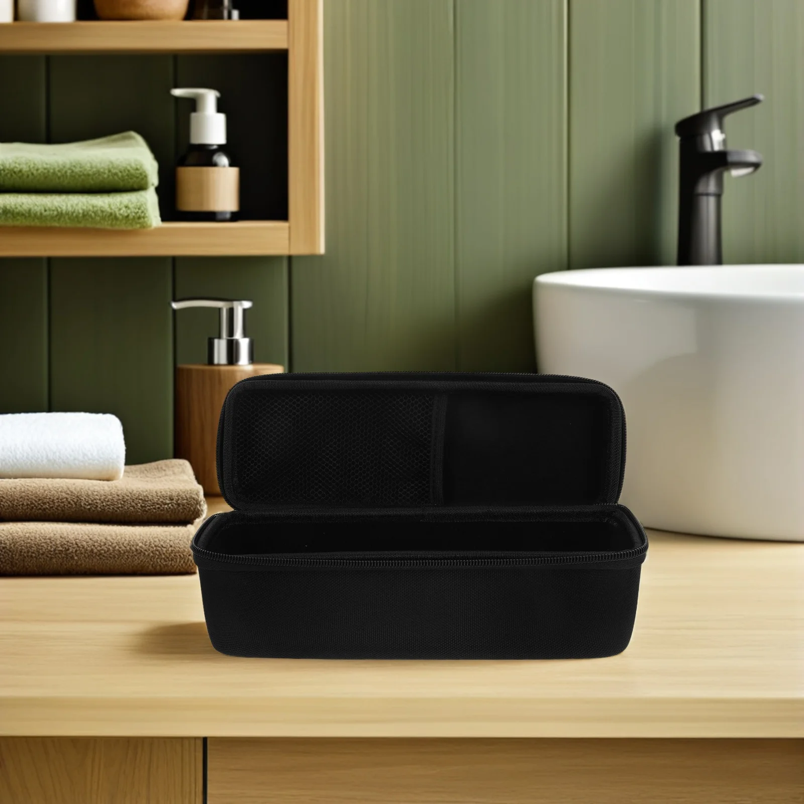 Black Nylon Water Flosser Travel Bag - Hard Protective Case for Portable Oral Irrigator - Compact Storage Pouch with Cable