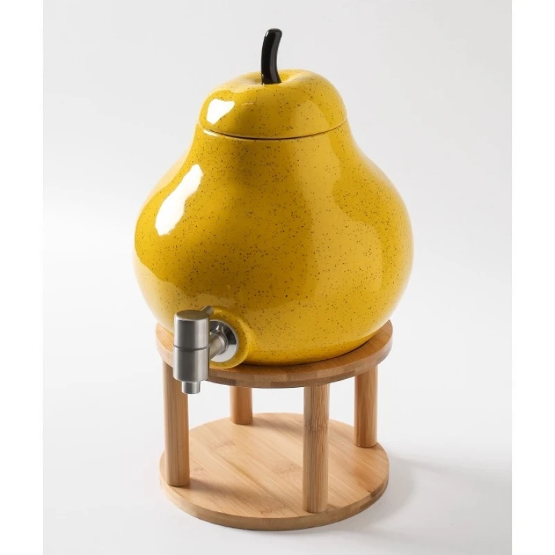 Cute Pear-Shaped Water Dispenser with Tap 4L Thermal Carafe Drink Container Home Lemonade Tea Jug Hot & Cold Beverage Server