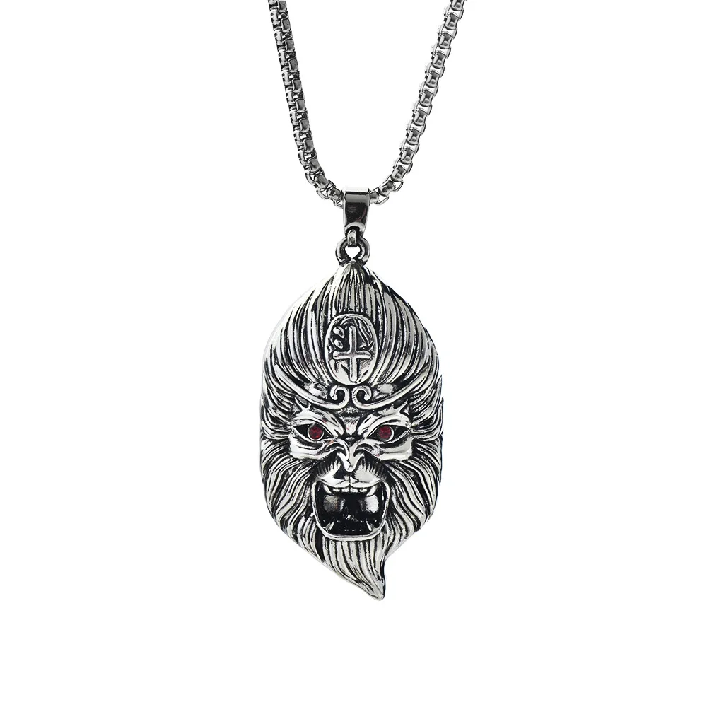 Ретро и мощное мужское колье с тематикой Heavenly Sage Sun Wukong, carrying a thought.