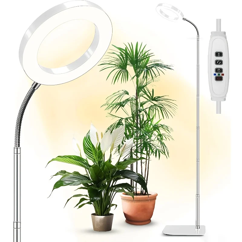 LED Indoor Plant Grow Light Full Spectrum 108 LEDs with 3/6/9 Hour Timer 65 Inch Adjustable Height 360 Degree Gooseneck Light Floor Growing Lamp for Various Indoor Plants Homes Offices