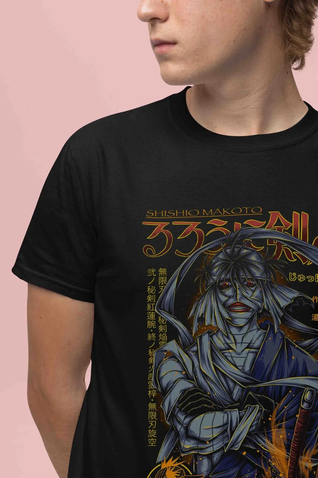 Rurouni Kenshin Shirt Makoto Shishio Tshirt Battousai Saito Top Aoshi Anime Tee