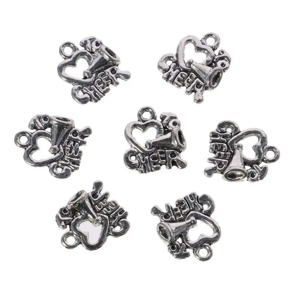 50 قطعة شكل قلب معدني يهتف القرن السحر 17x16 مللي متر أنا القلب ل يهتف الحب يهتف المعلقات الشظية الرياضة مكبر الصوت المعلقات