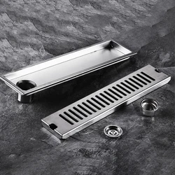 20-100cm Side Outlet Shower Drain Stainless Steel Bathroom Floor Drainage Linear Waste Drain for Kithchen