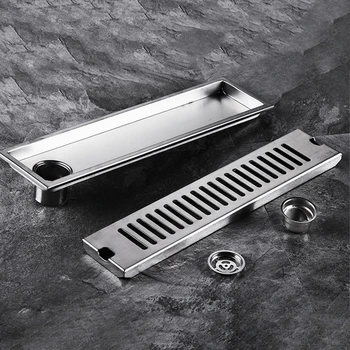 Drain de douche à sortie latérale 20-100cm, Drainage de sol de salle de bains en acier inoxydable, Drain de déchets linéaire pour cuisine