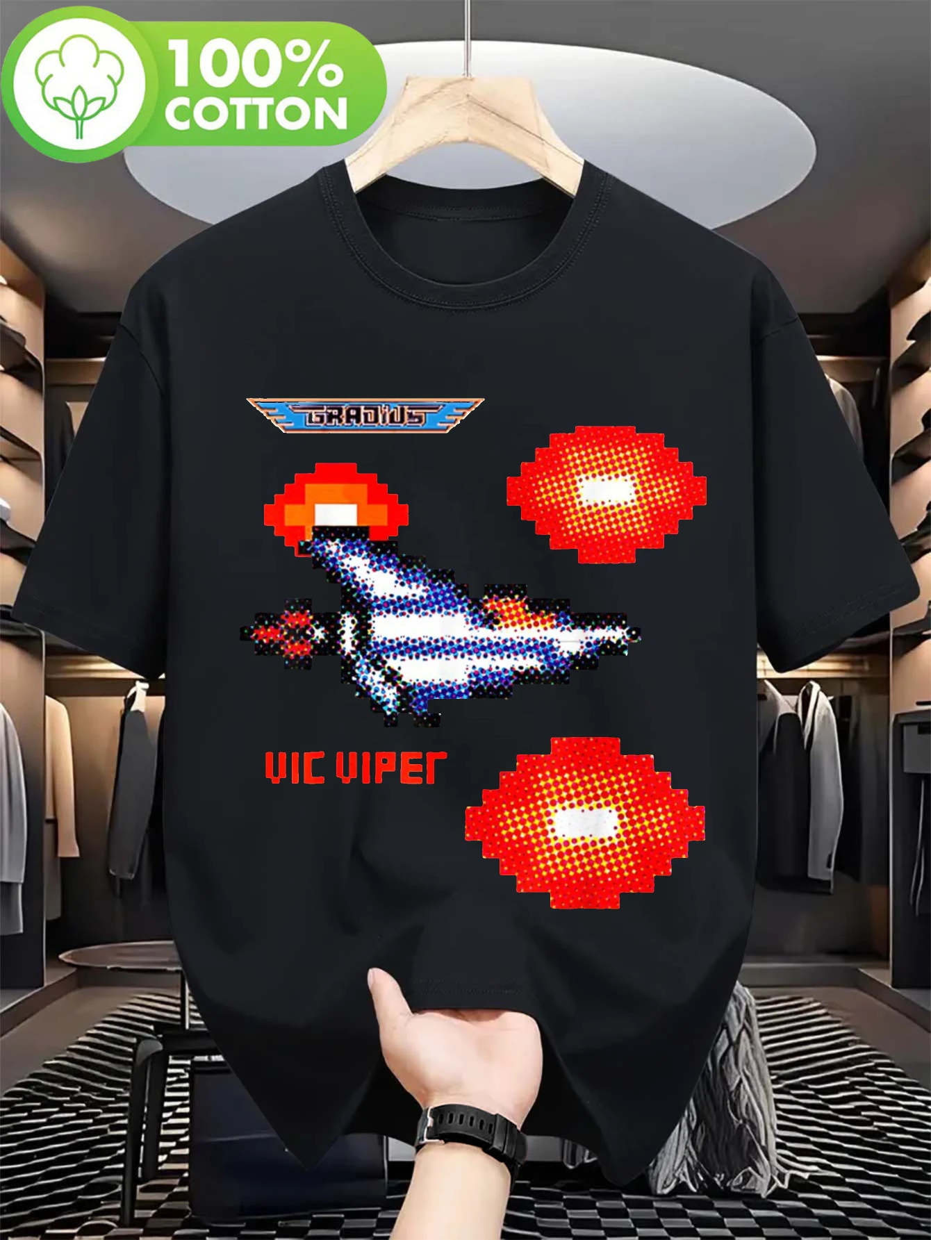 Unisex Retro *Gradius* Vic Viper Pixel Art T-Shirt – Iconic Vic Viper Design  Unisex Streetwear Shirt  men t shirt