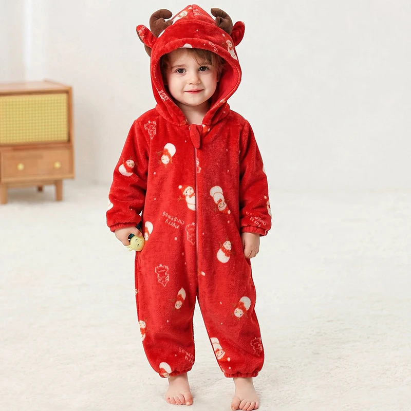 Christmas Snowman Print Newborn Baby Clothes Bodysuit Boy Girl Romper Kigurumis Cosplay Costume Toddler Jumpsuit  Infant Outfits