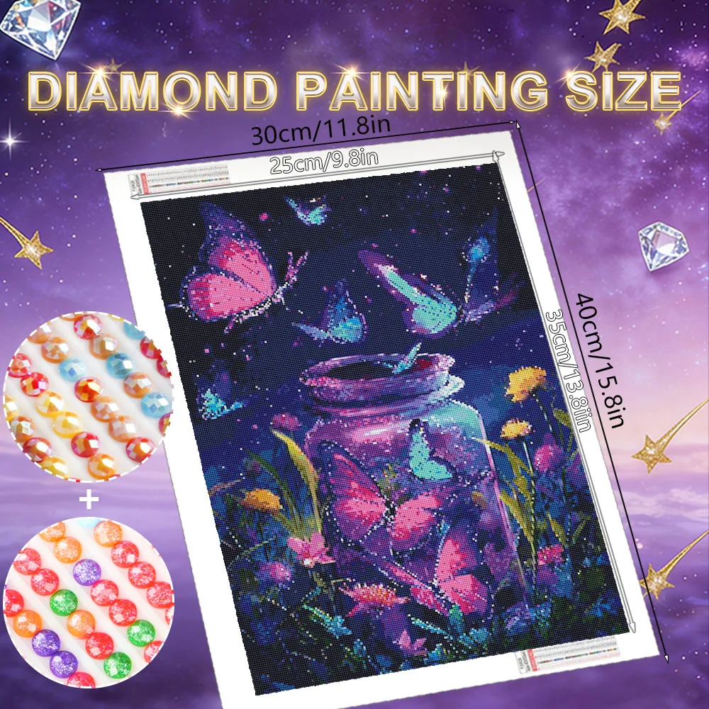 HUACAN Fairy Dust AB Diamond Painting Butterfly Fantasy Landscape Full Kits Handmade  Diamond Mosaic Home Decoration