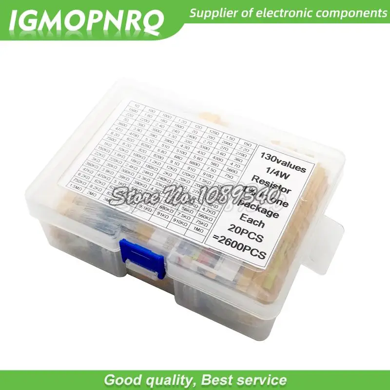 130Values 1/4W 1/2W 1/6W 1W 2W 0.25W 1% Metal Film Resistors Assorted Pack Kit Set Resistors Assortment Kits Fixed resistor
