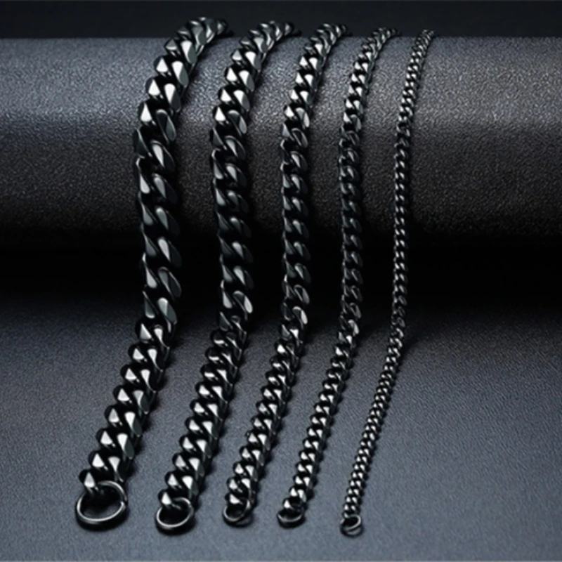 3-11mm Thick Waterproof Chain Bracelet for Men Stainless Steel Cuban Chain Wristband Classic Punk Heavy Men\'s Jewelry