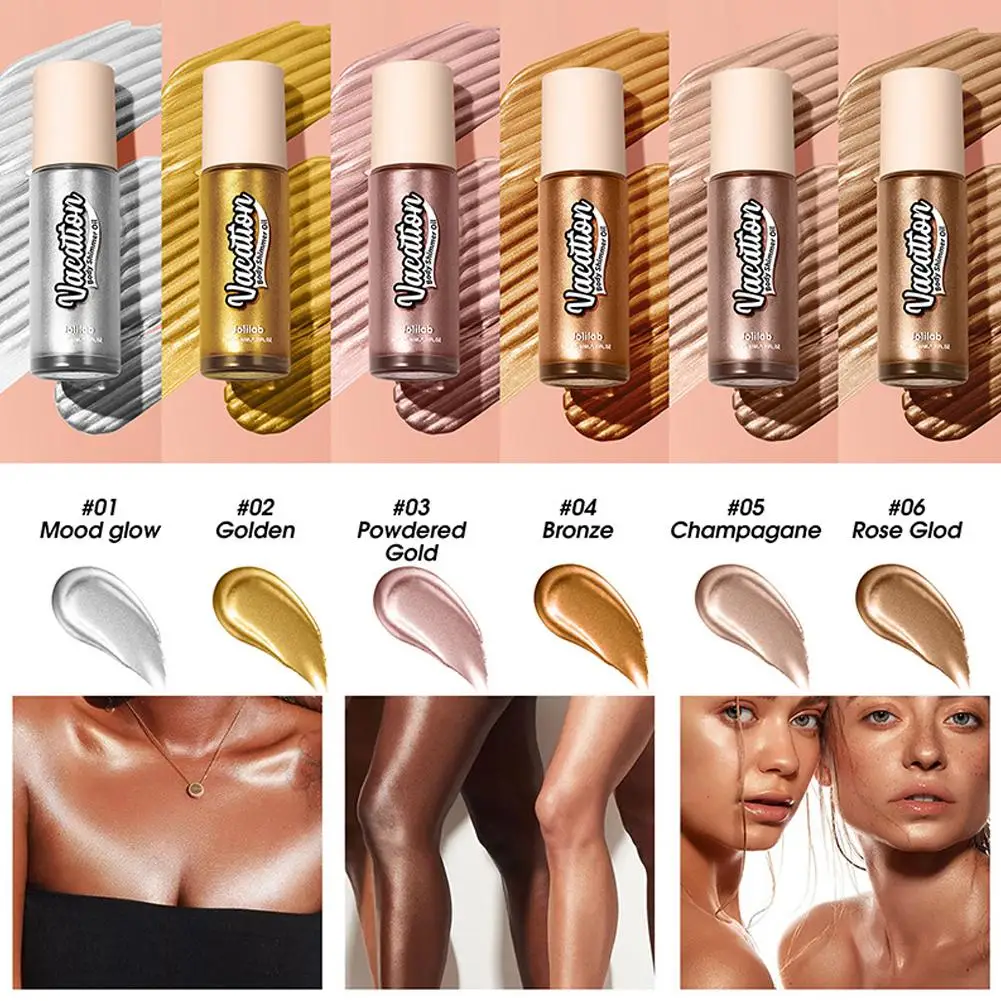 6 Color Face Body Liquid Highlighter Bronzer Contouring Lighter Lotion Makeup Fluid High Face Body Shimmer Shine Highlight S7d6