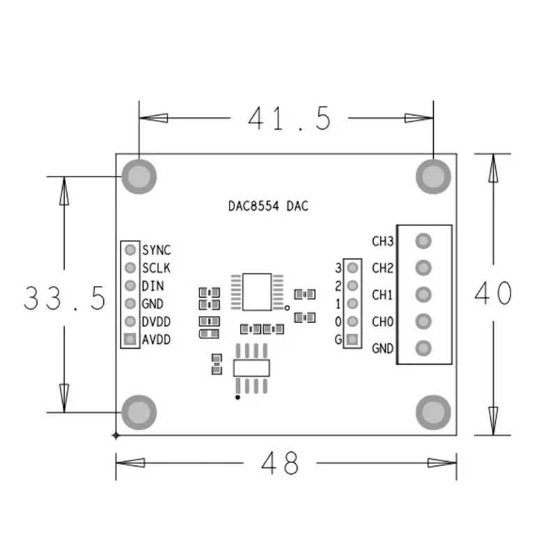 DAC8554 / DAC8552 DAC Module, 16-bit 4-Channel Digital-to-Analog Converter
