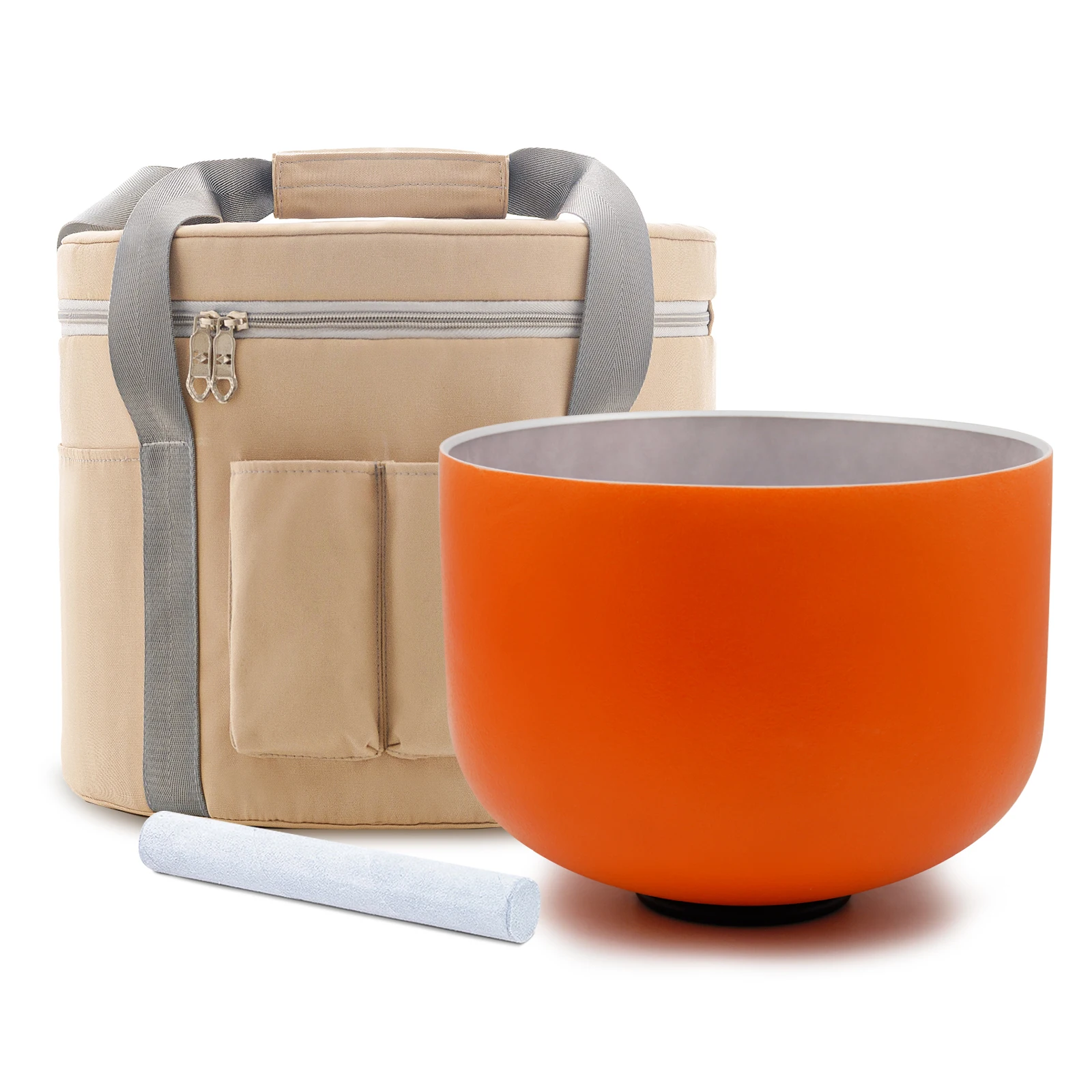 

Hye-eun 10inch Orange&Silver Quartz Crystal Singing Bowl Yoga Meditation Chakra Tibetan Sound Bowl Musical Instruments with Bag