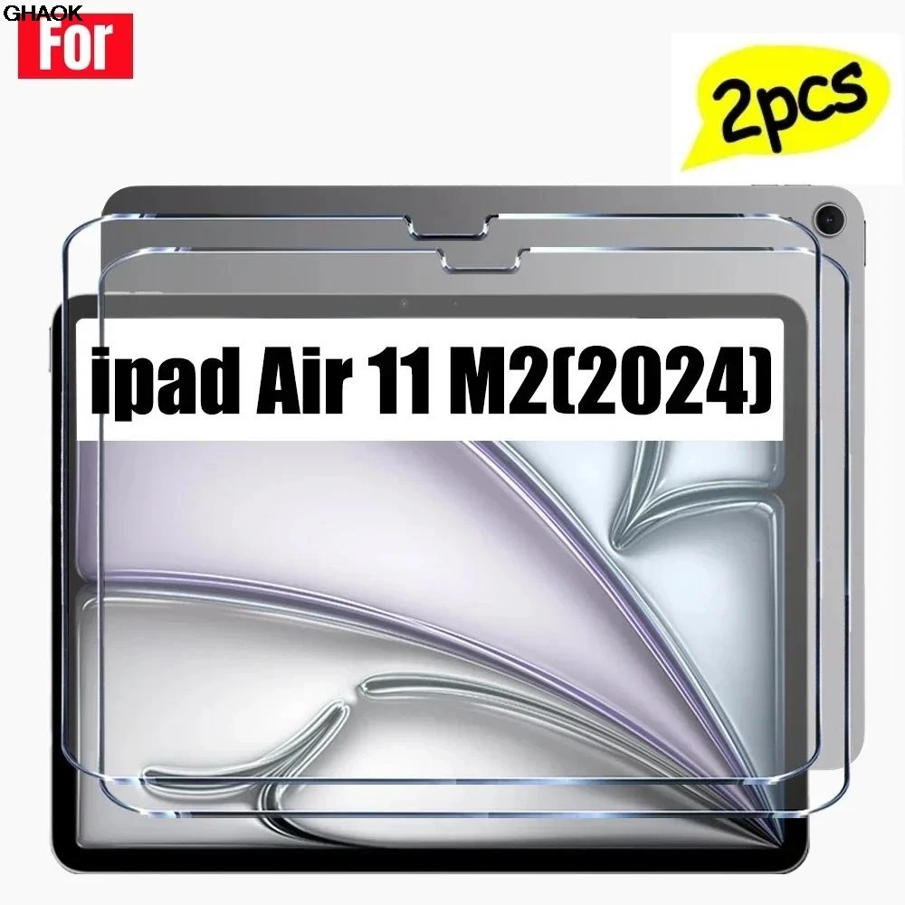 

2PCS glass For iPad Air 11 inch 2024 Tempered Glass Screen Anti-Scratch Protective Film For Air 6th Generation A2902 A2903 A2904