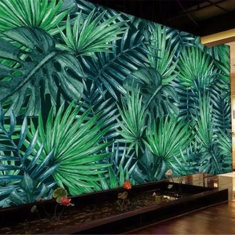 beibehang Custom wallpaper 3d personalized modern minimalist green foliage landscape mural theme restaurant Lounge 3d wallpaper