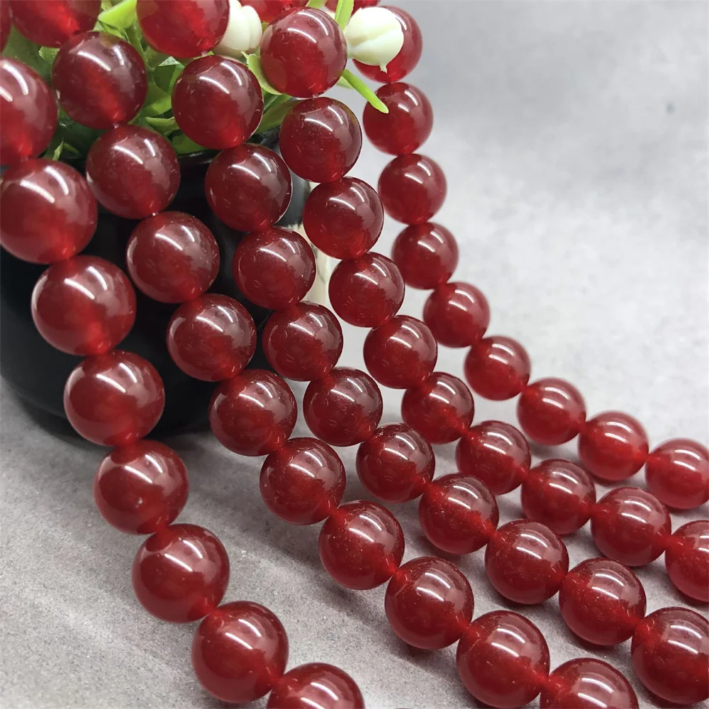 

Natural Rubys Chalcedony Jades Stone Round Loose Beads for Jewelry Making DIY Necklace Bracelet Handmade 4/6/8/10/12mm