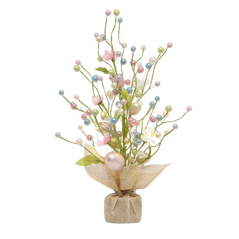 Artificial Easter Egg Flower Twig Branches Artificial Leaves Spring Floral Stems Light Up Festivak Decoration