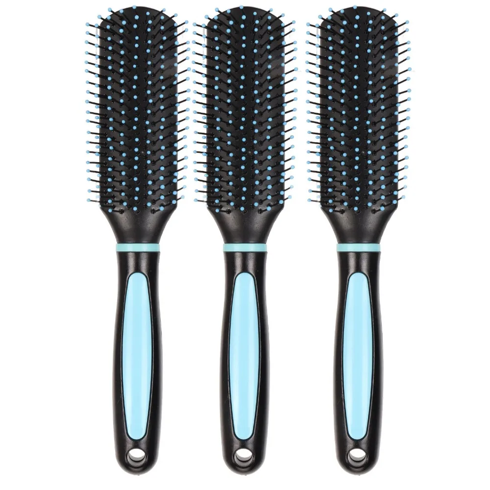 3pcs Volumising 9 Row Hair Brush Gentle Anti-Pulling Curly Hair Brush Anti-Static Durable Detangling Hair Brush For Women