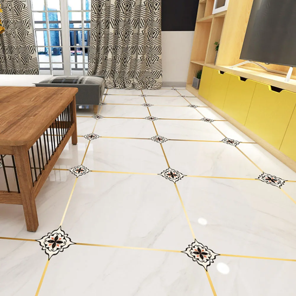 PVC Waterproof Tile Wall Stickers 36Pcs with Diagonal Floor Decor Patterns for Cabinets Bathrooms and Kitchens
