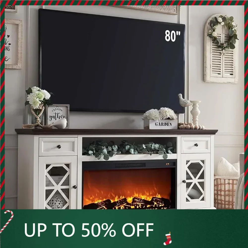 Farmhouse Fireplace TV Stand with 36