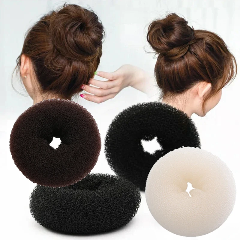 2Pcs 11cm 13cm Black Ivory Brown Big Magic Hair Bun Maker Elegant Women Ladies Magic Shaper Donut Hairbands Hair Styling Tools