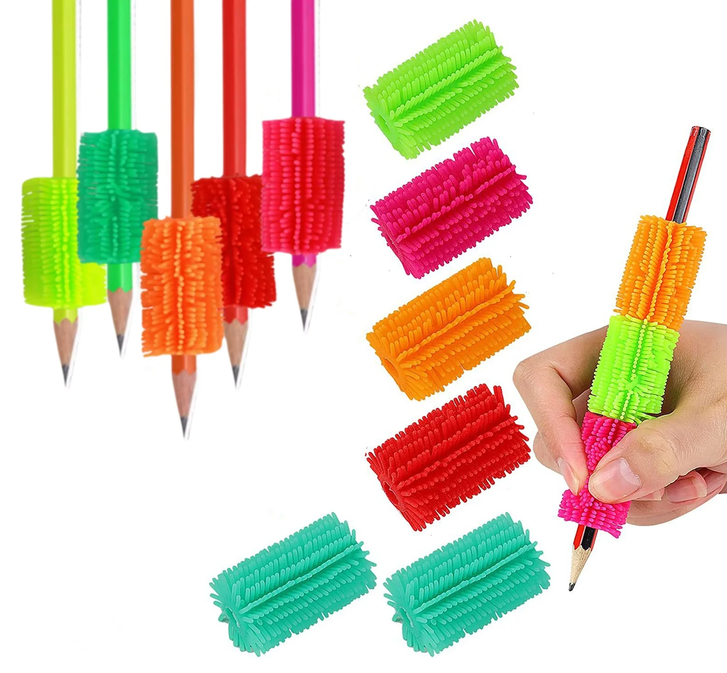 Pince à stylo TPR, dispositif de Correction de Posture, stylo de pratique, écriture assistée, jouet de poignée pour enfants, 5/50 pièces