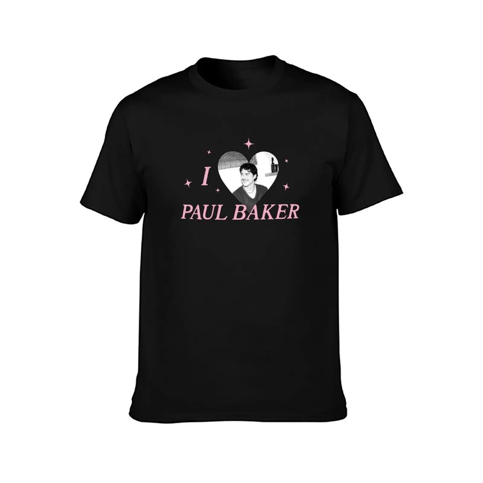 Paul Baker T-Shirt, Summer Casual Cotton Tee, Oversized Streetwear Tops, Vintage Graphic Print, Loose Fit Short Sleeve