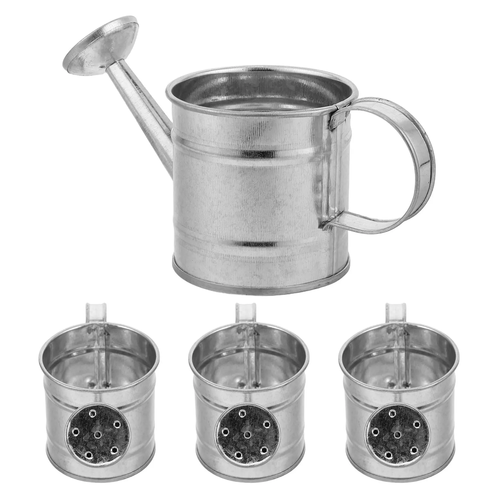 4Pcs Tiny Galvanized Metal Bucket Round Flower Pot Watering Can Decorative Storage Container for Desk Bookshelf Succulents view 4