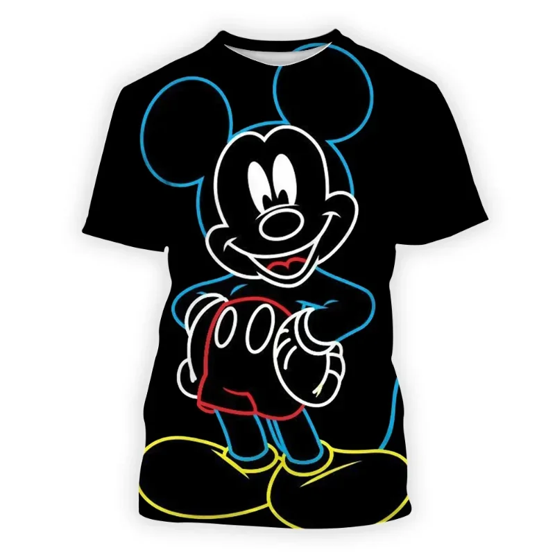 2024 Disney Mickey Mouse 3D Print T-shirt Summer Children Clothing Cute Cartoon Boy Girl Tops Tees