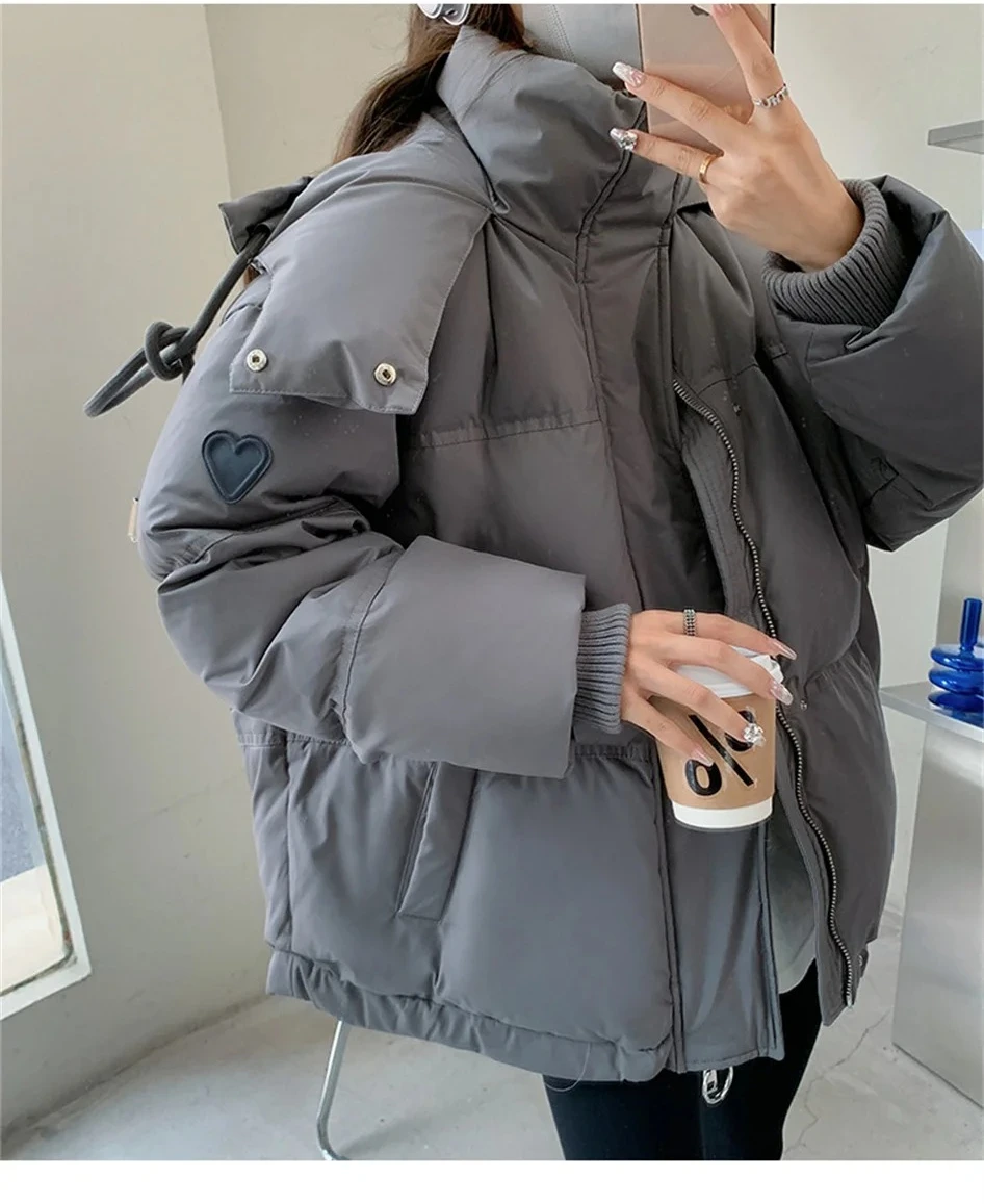 Cappotto invernale imbottito caldo da donna Nuovo piumino in cotone con cappuccio Parka spesso solido impermeabile gonfio moda coreana